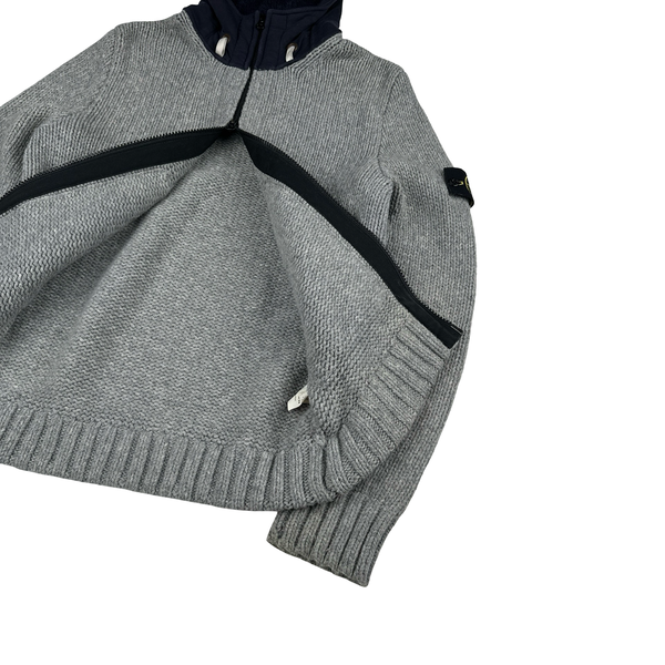 Stone Island 2011 Grey Wool Blend Knit Heavyweight Zipped Jumper - Large