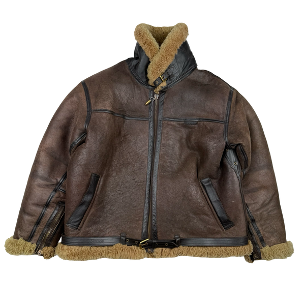 Cirrus Shearling Lined Aviator Pilot Thick Leather Vintage Jacket - 3XL