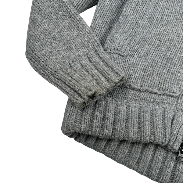 Stone Island 2011 Grey Wool Blend Knit Heavyweight Zipped Jumper - Large