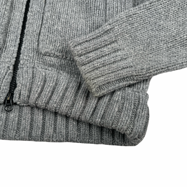 Stone Island 2011 Grey Wool Blend Knit Heavyweight Zipped Jumper - Large