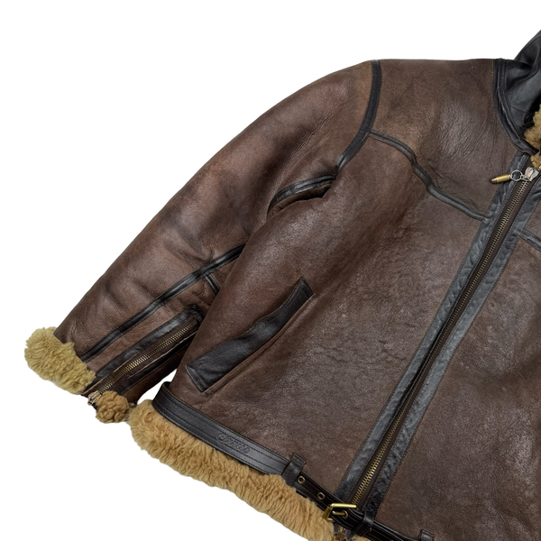 Cirrus Shearling Lined Aviator Pilot Thick Leather Vintage Jacket - 3XL