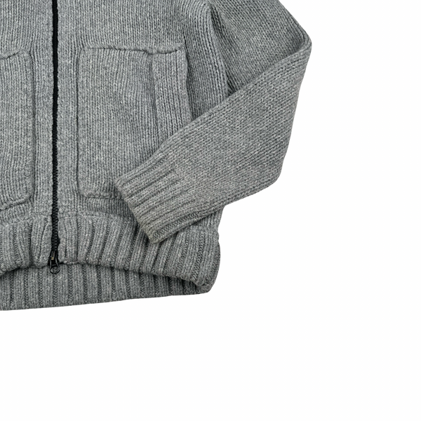 Stone Island 2011 Grey Wool Blend Knit Heavyweight Zipped Jumper - Large