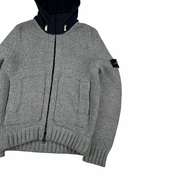 Stone Island 2011 Grey Wool Blend Knit Heavyweight Zipped Jumper - Large