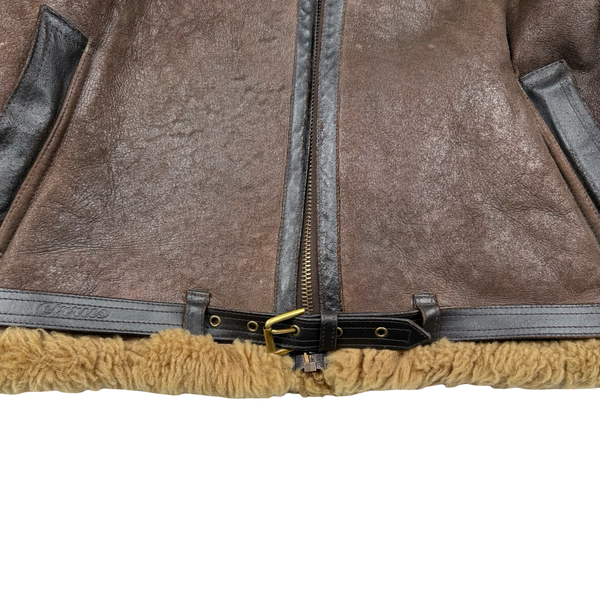 Cirrus Shearling Lined Aviator Pilot Thick Leather Vintage Jacket - 3XL
