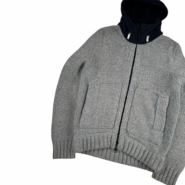 Stone Island 2011 Grey Wool Blend Knit Heavyweight Zipped Jumper - Large