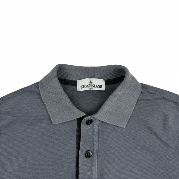 Stone Island Grey Button Up Long Sleeve Polo Shirt - Medium
