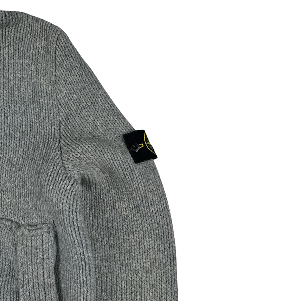 Stone Island 2011 Grey Wool Blend Knit Heavyweight Zipped Jumper - Large