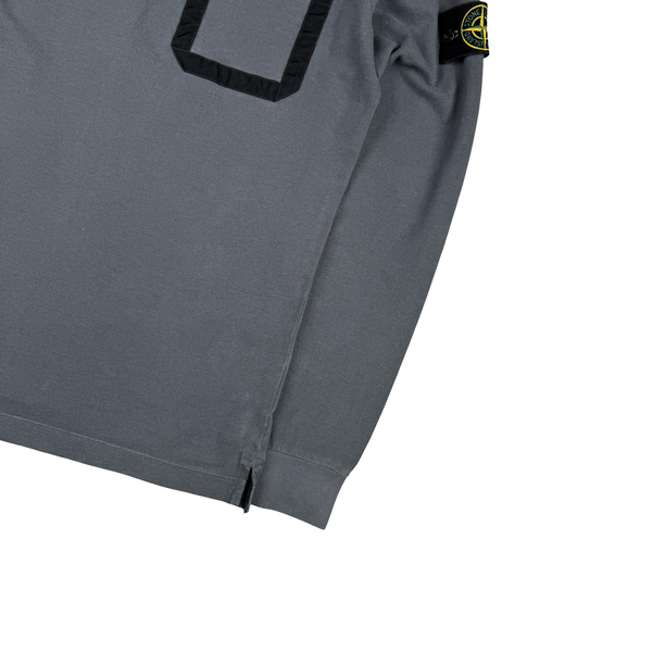 Stone Island Grey Button Up Long Sleeve Polo Shirt - Medium