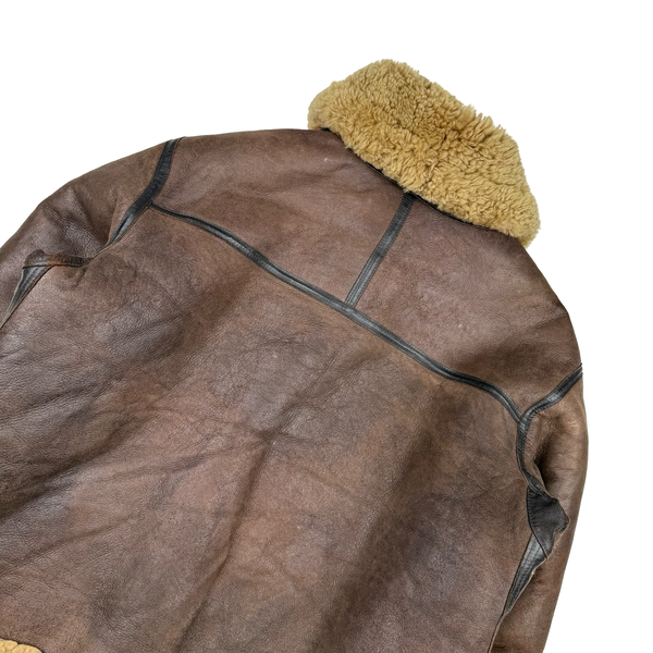 Cirrus Shearling Lined Aviator Pilot Thick Leather Vintage Jacket - 3XL
