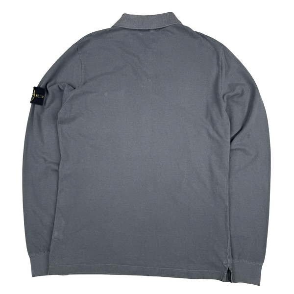 Stone Island Grey Button Up Long Sleeve Polo Shirt - Medium