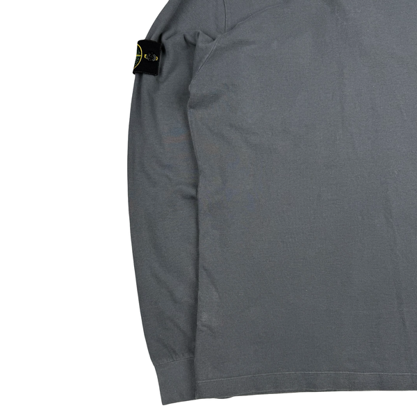 Stone Island Grey Button Up Long Sleeve Polo Shirt - Medium