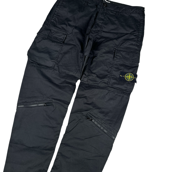 Stone Island 2019 RE-T Black Cotton Cargos Trousers - 36"