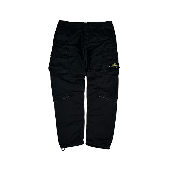 Stone Island 2019 RE-T Black Cotton Cargos Trousers - 36"