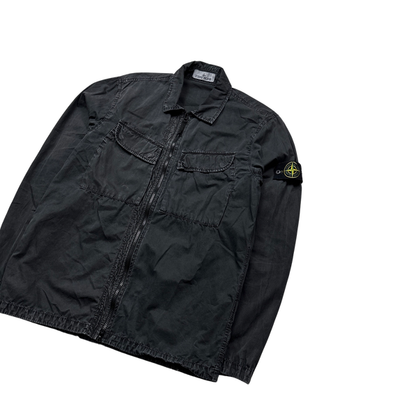 Stone Island 2022 Black Cotton Zipped Overshirt - Medium