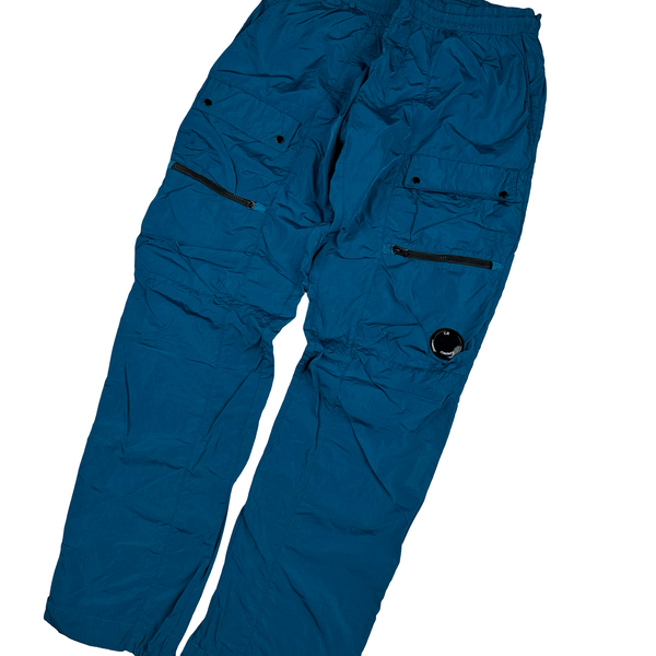 CP Company Turquoise Nylon Metal Lens Cargo Trousers - Large