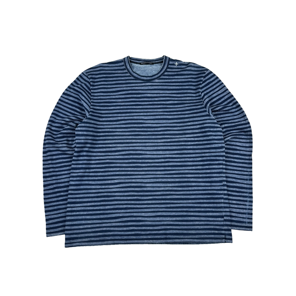 Stone Island Vintage 2003 Cotton Blue Stripped Longsleeve T Shirt - XXL