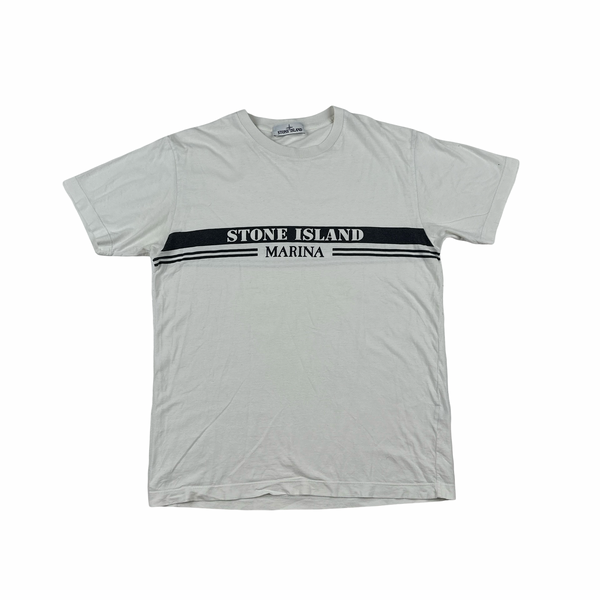 Stone Island 2017 Marina Black Spellout Cotton T Shirt - Large