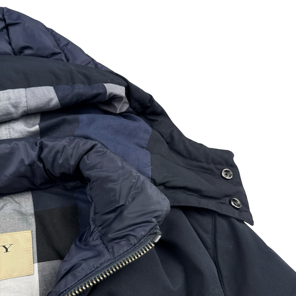 Burberry Navy Down Filled Hooded Puffer Jacket - Medium