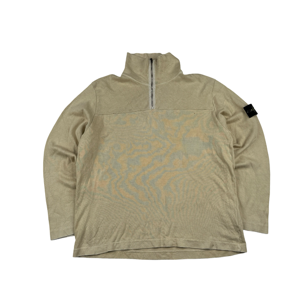 Stone Island 2000 Cotton Cream Quarter Zip Crewneck Jumper - XL