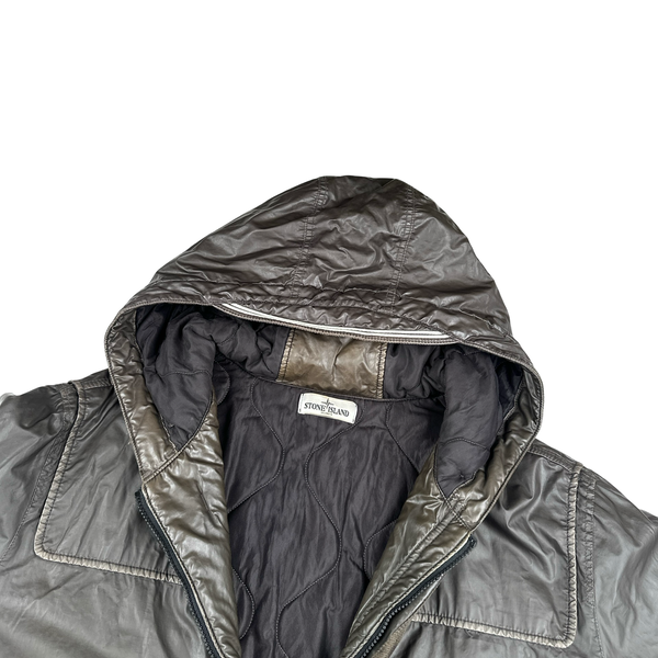 Stone Island 2012 Khaki Mussola Gommata Quilted Parka Jacket - 3XL