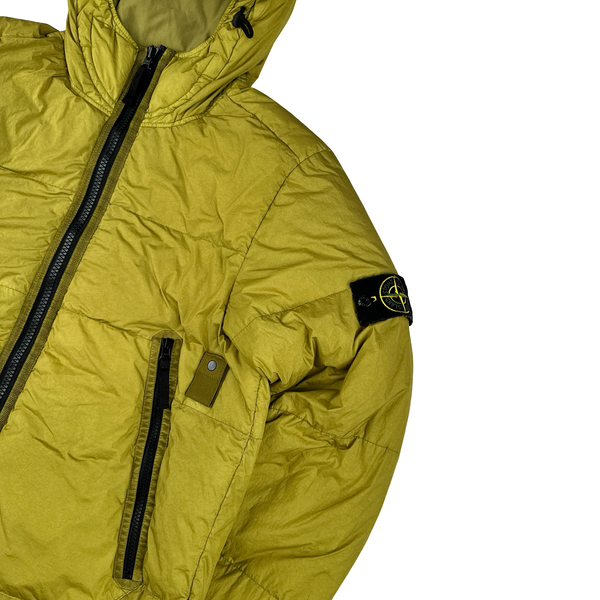 Stone Island 2021 Mustard Yellow Crinkle NY Down Puffer Jacket - Medium