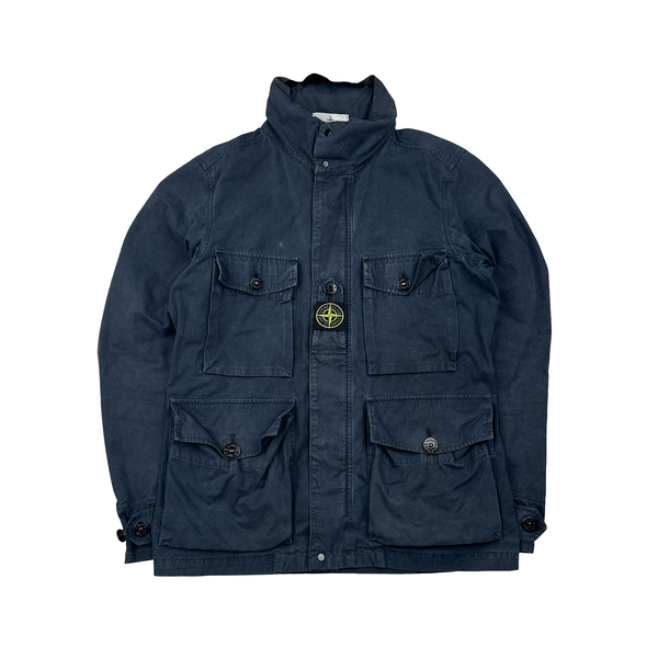 Stone Island 2020 Navy Cotton Cordura Centre Badge Field Jacket - Small