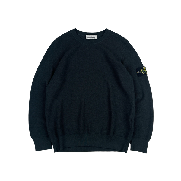 Stone Island 2025 Dark Grey Knitted Wool Jumper - Medium