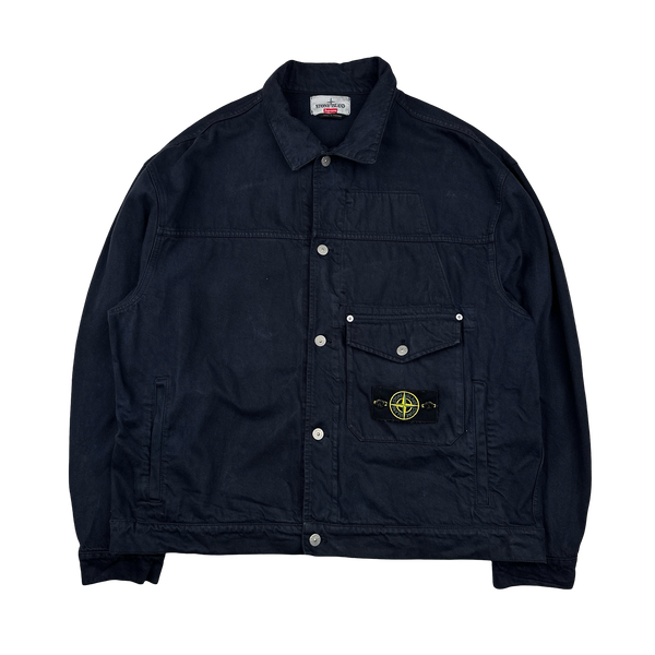Stone Island x Supreme 2023 Navy Bull Denim TC Jacket - XL