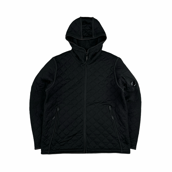 CP Company Black Lens View Diamond Detailing Zip Up Hoodie -  XXL