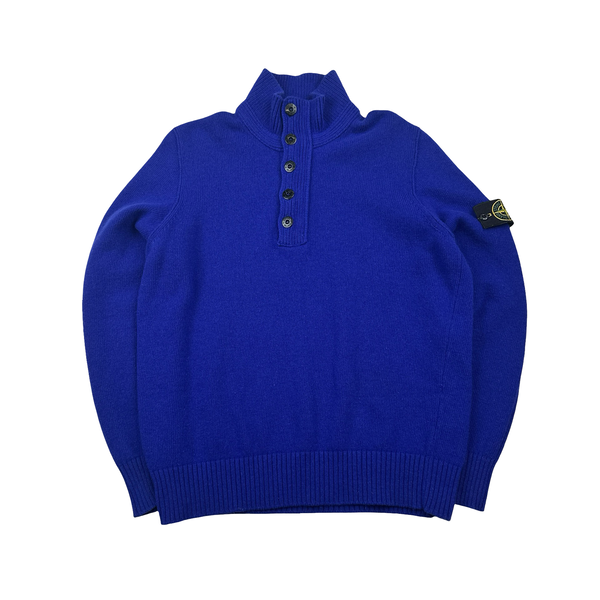 Stone Island Royal Blue Wool High Neck Jumper - XL