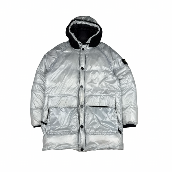 Stone Island 2018 White Pertex Quantum Y Down Long Puffer - Small
