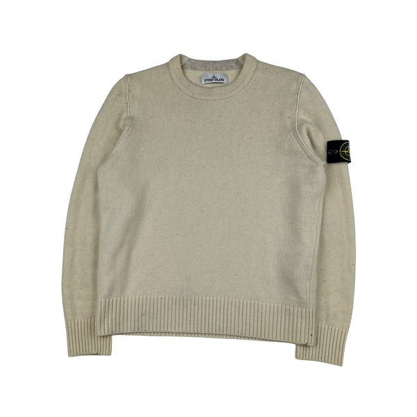 Stone Island 2014 Cream Knitted Wool Pullover Jumper - Medium