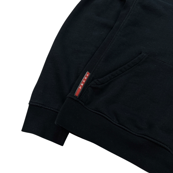 Prada Black Cotton Pullover Hoodie - Small