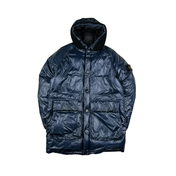 Stone Island 2018 Blue Pertex Quantum Y Down Long Puffer - Medium