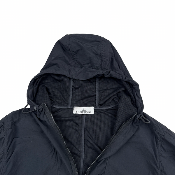 Stone Island 2022 Navy Nylon Quarter Zipped Hooded Smock - Medium