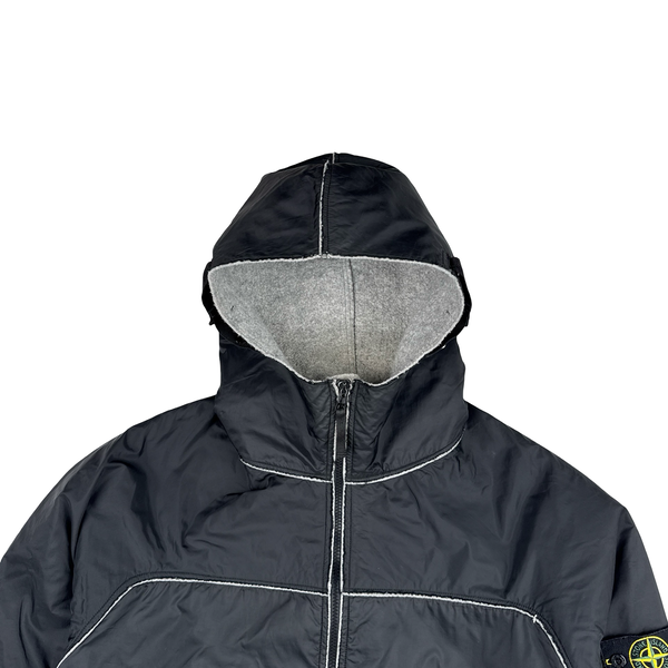 Stone Island 2003 Black Wool Lined Nylon Shell Jacket - Large