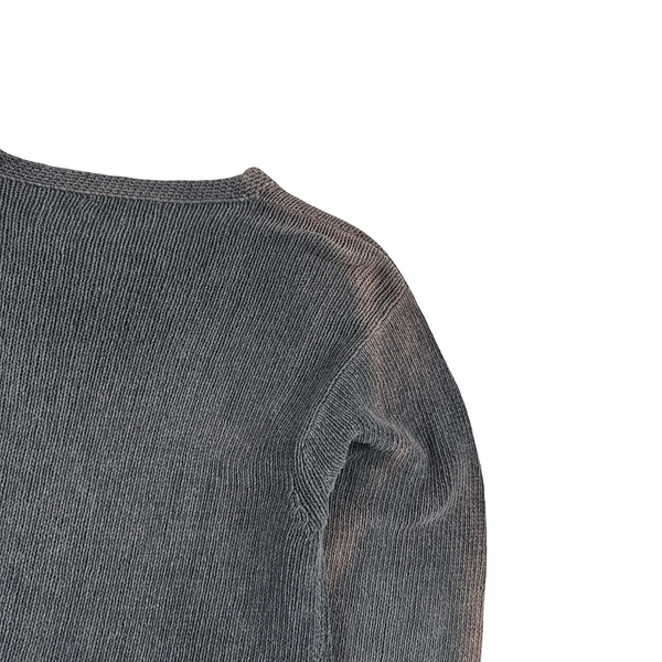 Stone Island 1993 Grey Knitted Chenille Green Edge Crewneck Pullover - Medium