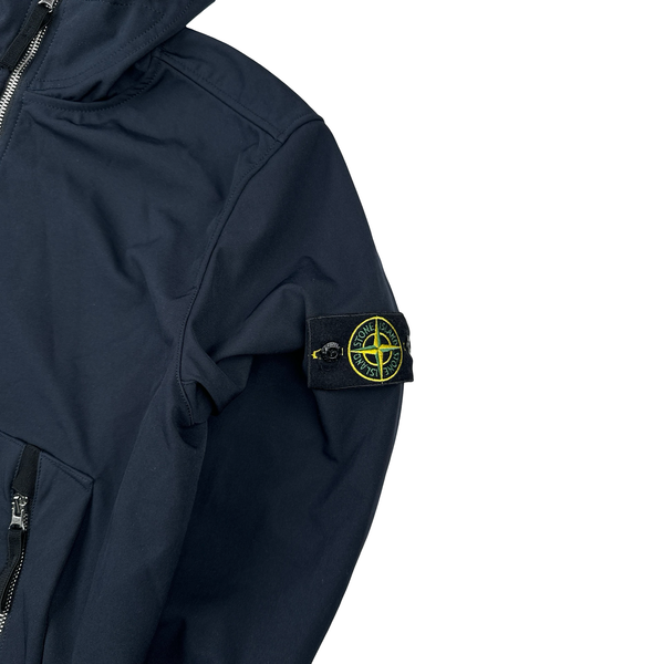 Stone Island 2021 Navy Soft Shell e-Dye Hooded Jacket - Medium