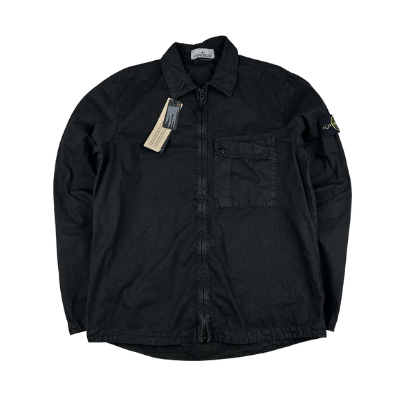 Stone Island 2024 Black Garment Dyed Overshirt - Large