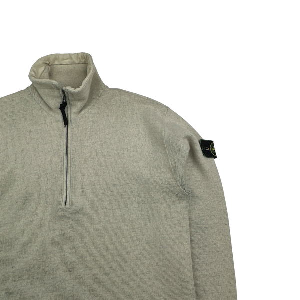 Stone Island 1997 Vintage Cream Ribbed Pullover - Large