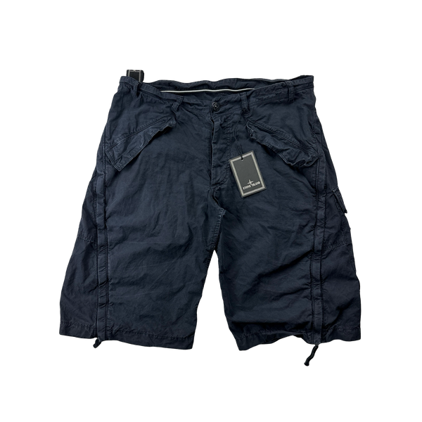 Stone Island 2007 Navy Waist Badge Cargo Shorts 32 Mat s Island
