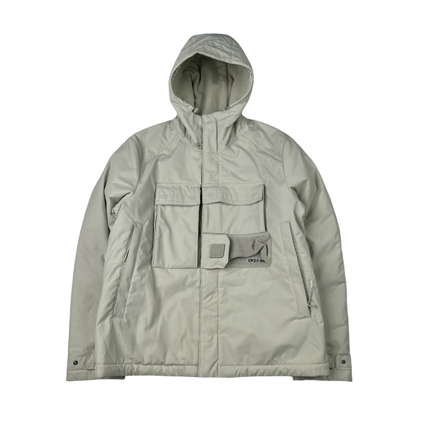 CP Company Cream Fleece Lined Heavyweight Dynatec Metropolis Jacket - Large