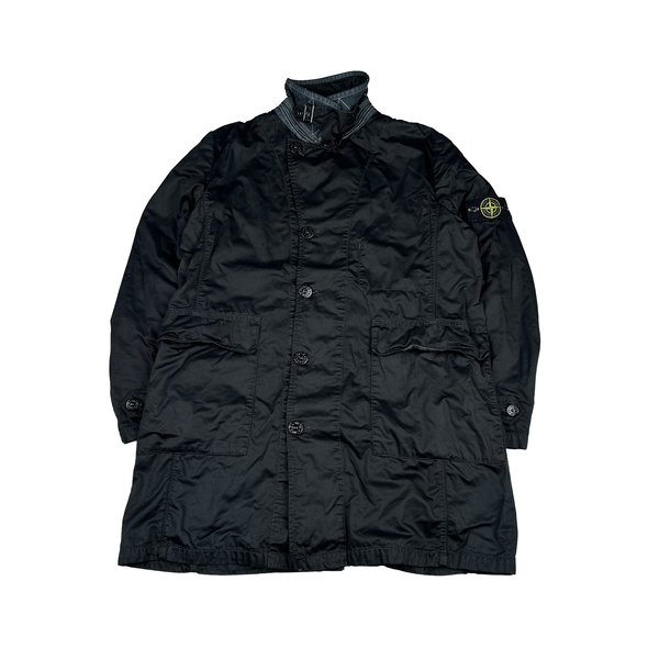 Stone Island 2014 Navy Denim Coloured Accents Collared Cotton Jacket - XXL