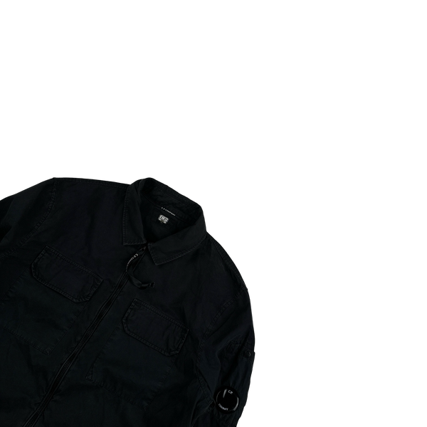 CP Company Black Zipped Cotton Overshirt - Small