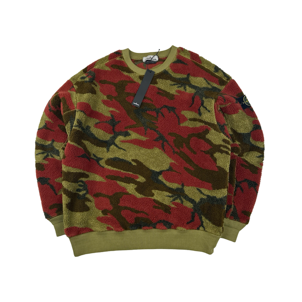 Stone Island 2022 Camo Teddy Crewneck Sweatshirt - Large
