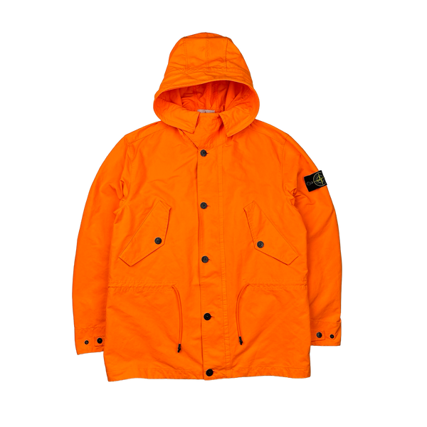 Stone Island 2019 Neon Orange David Fluo Parka Jacket - Large