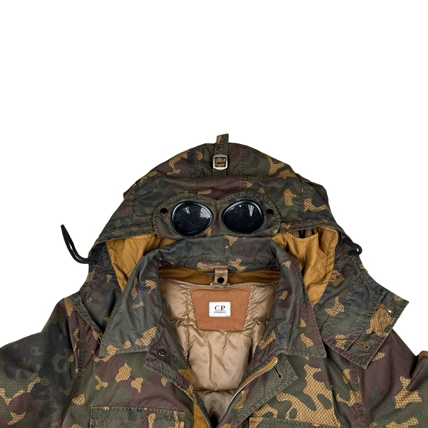 CP Company 50 Fili Down Filled Camouflage La Millie Goggle Jacket - Large