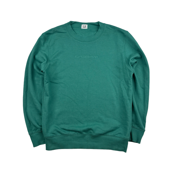 CP Company Teal Spellout Crewneck Sweatshirt - Small