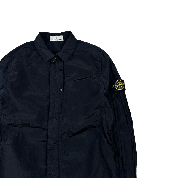Stone Island Navy Blue Nylon Metal Shimmer Overshirt - Medium