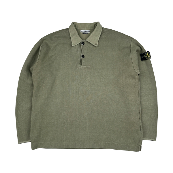 Stone Island Vintage 1998 Green Buttoned Pullover Jumper - XL